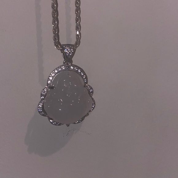 Jewelry - white jade silver buddha pendant